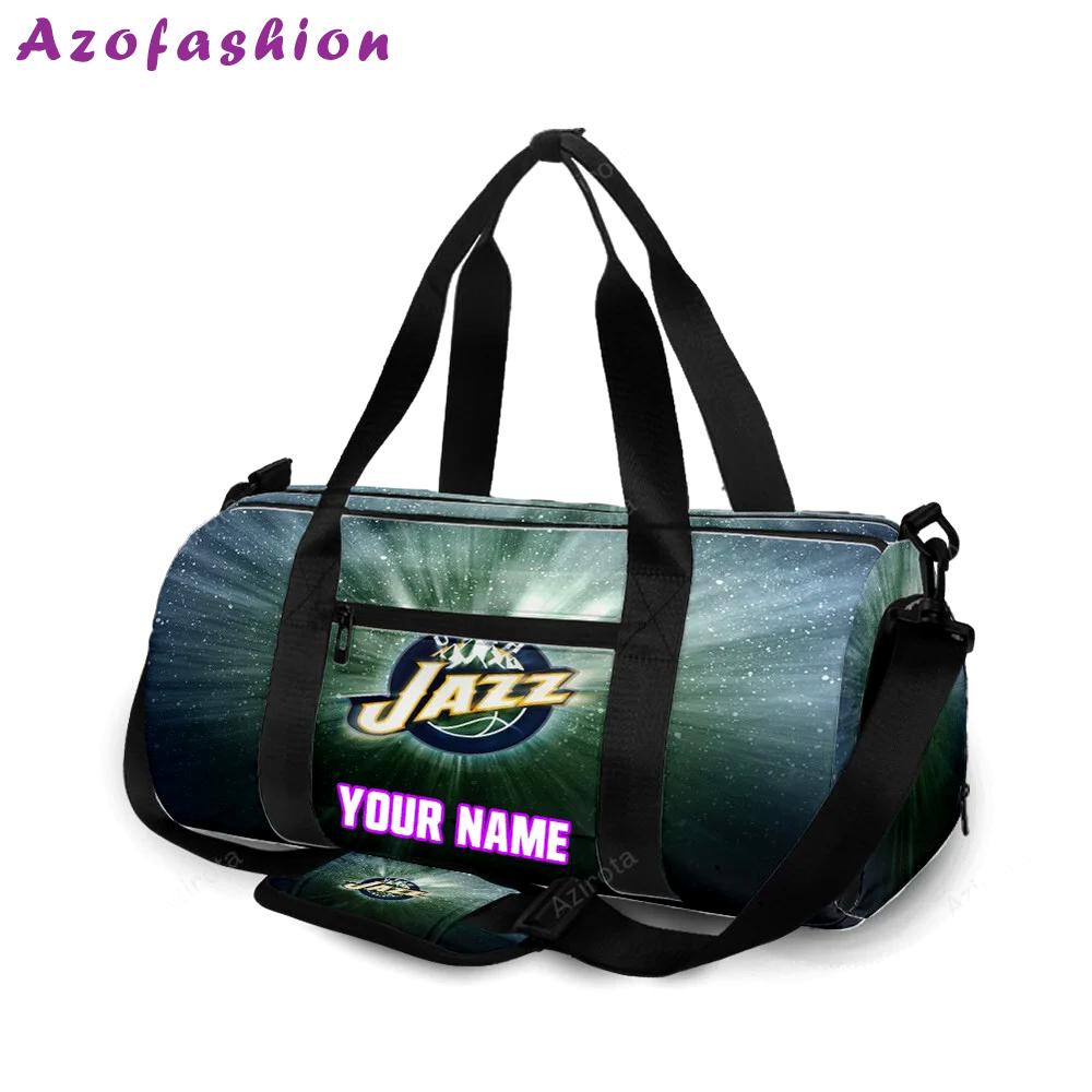 Utah jazz emblem v46 personalized name travel bag gym bag 2507 Travel Bag