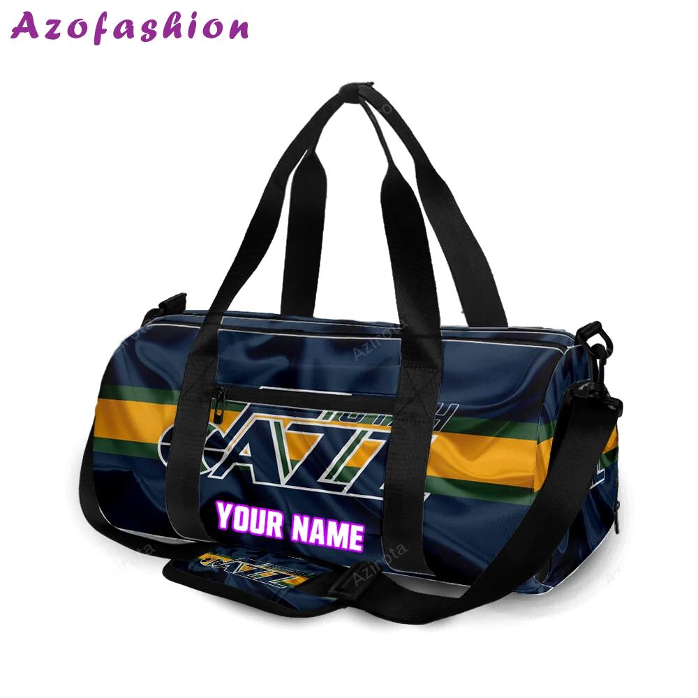 Utah jazz emblem v6 personalized name travel bag gym bag 2598 Travel Bag