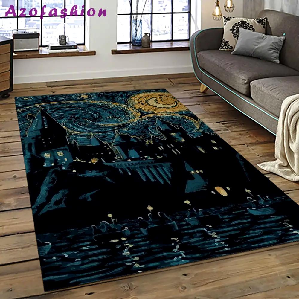 Van gogh starry night harry potter cartoon movie carpet rectangle area rug for room decor vhp17 Rectangle Rug