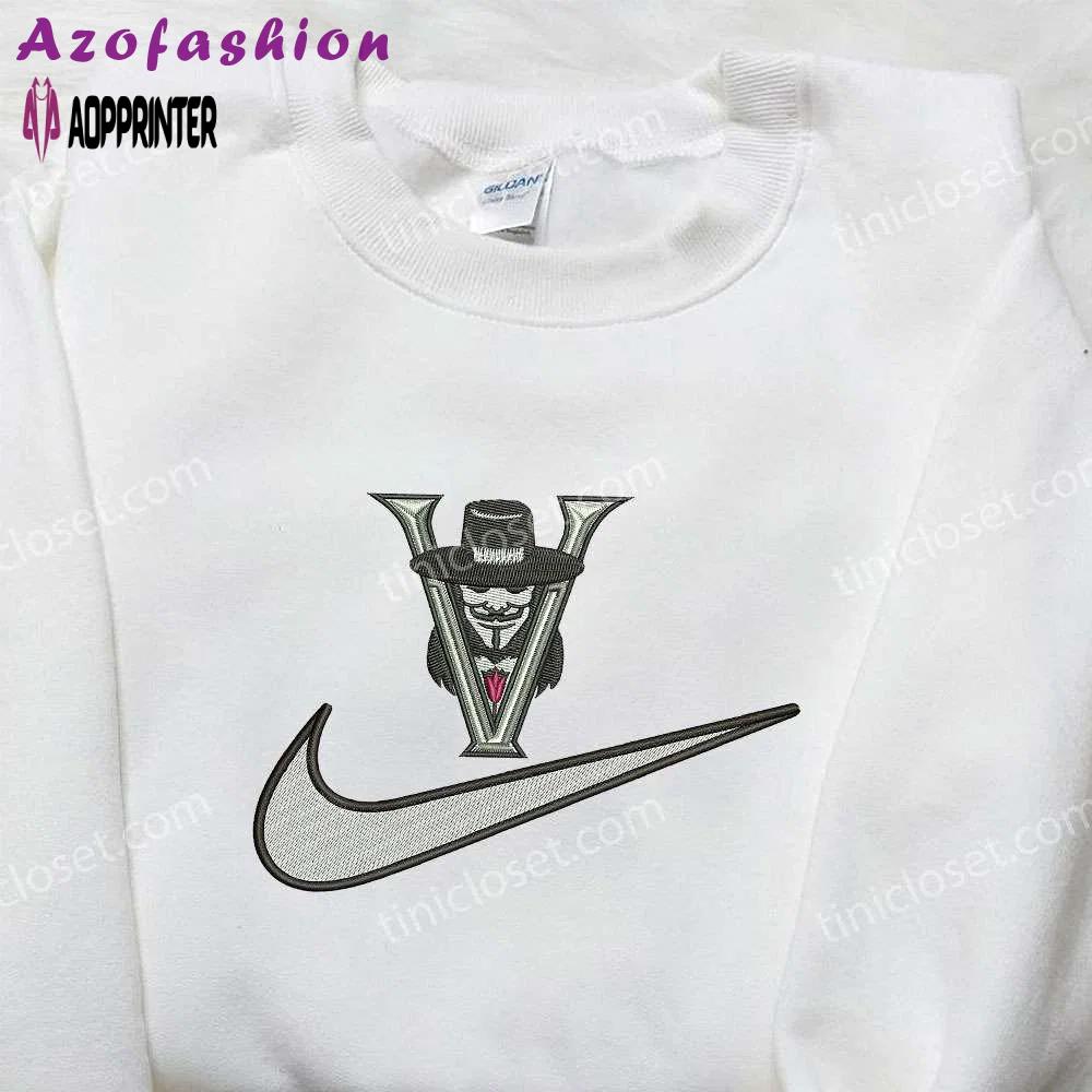 Vendetta x nike hoodie & embroidered shirts: movie-inspired nike swoosh collection Embroidered Shirt