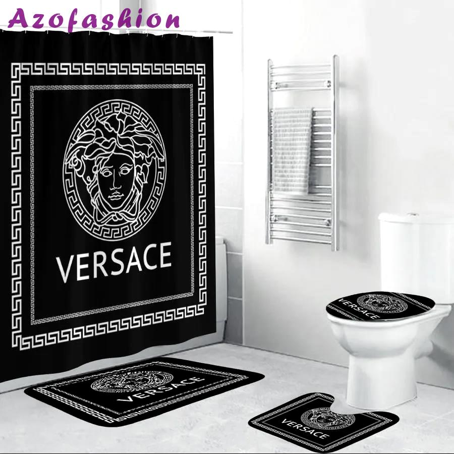 Versace black bathroom set luxury fashion brand home decor hypebeast bath mat Bathroom Set