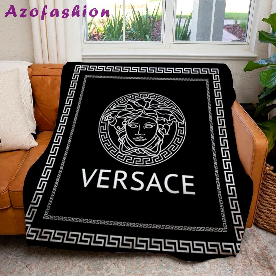 Versace black luxury brand premium blanket fleece home decor 75 Blanket Fleece