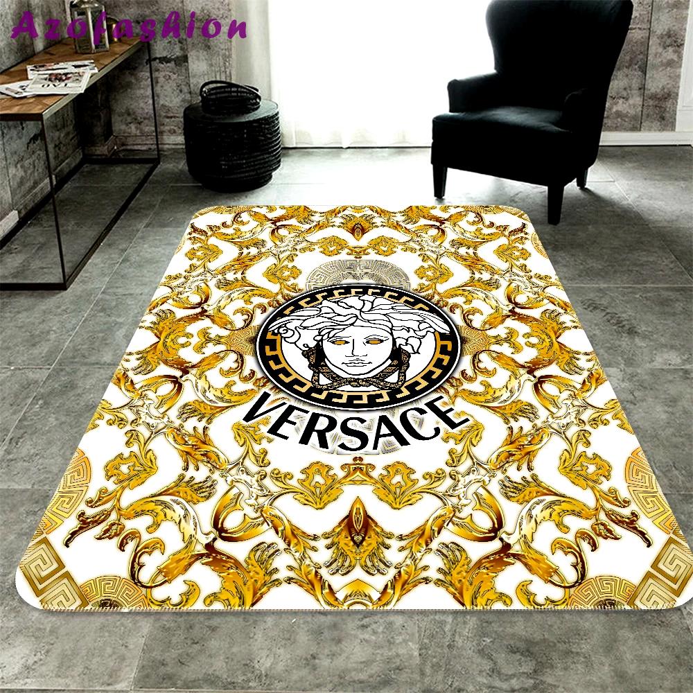 Versace golden limited logo type 629. Upgrade Your Living Room with Luxury Home Decor: Area Carpets, Floor Decor, Door Mats, and Hot Gift Items with style a High-End Fashion Brand Rectangle Rug