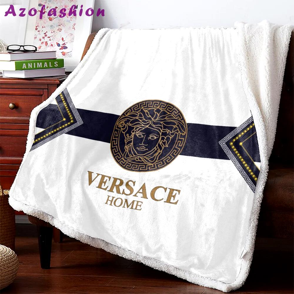 Versace logo fashion luxury brand premium blanket fleece home decor 130 Blanket Fleece
