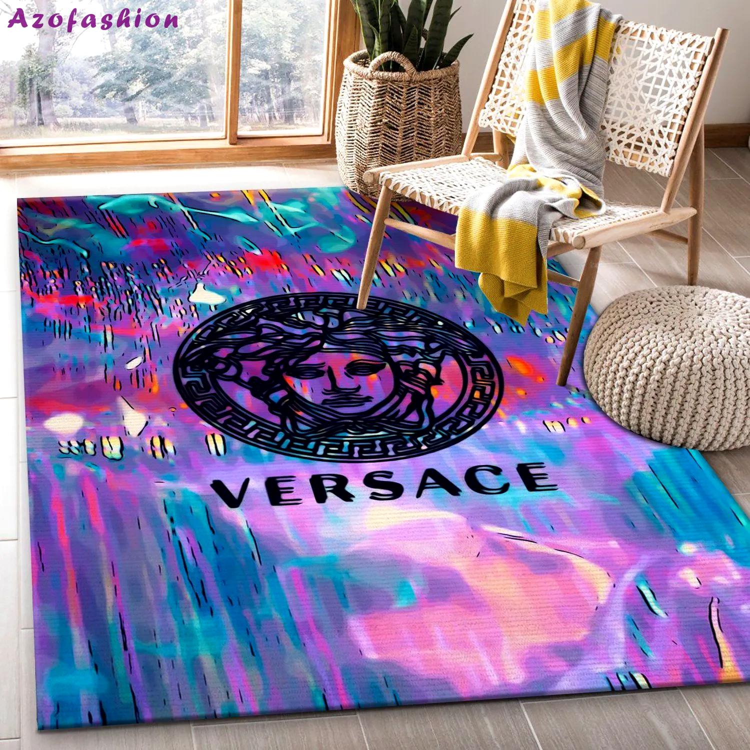 Versace logo type 127. Upgrade Your Living Room with Luxury Home Decor: Area Carpets, Floor Decor, Door Mats, and Hot Gift Items with style a High-End Fashion Brand Rectangle Rug