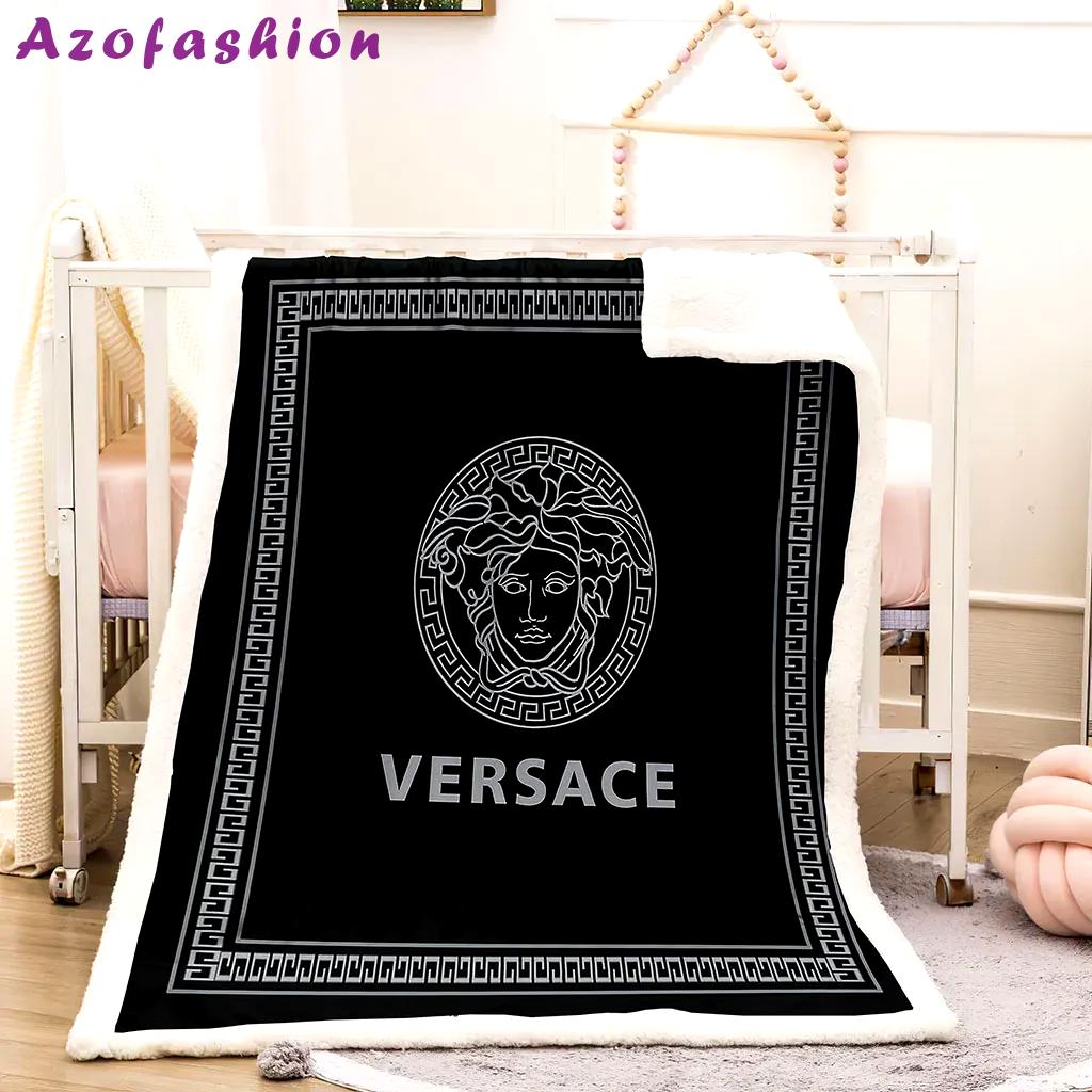Versace medusa black luxury brand premium blanket fleece home decor 29 Blanket Fleece