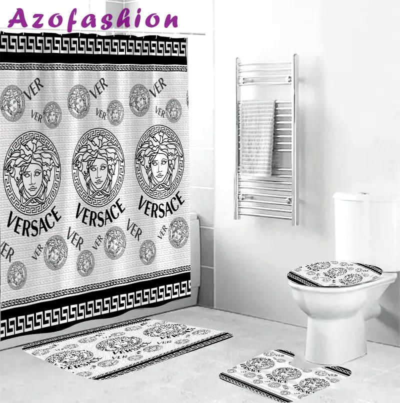 Versace medusa white black bathroom sets luxury fashion brand hypebeast bath mat home decor Bathroom Set