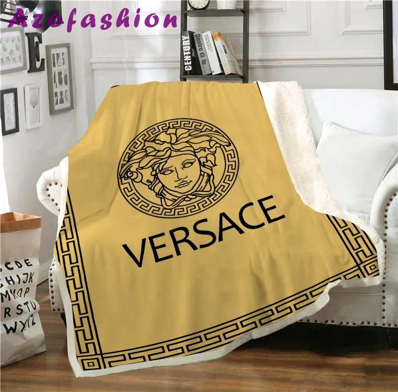 Versace yellow fashion luxury brand fleece blanket comfortable blanket 266 Blanket Fleece