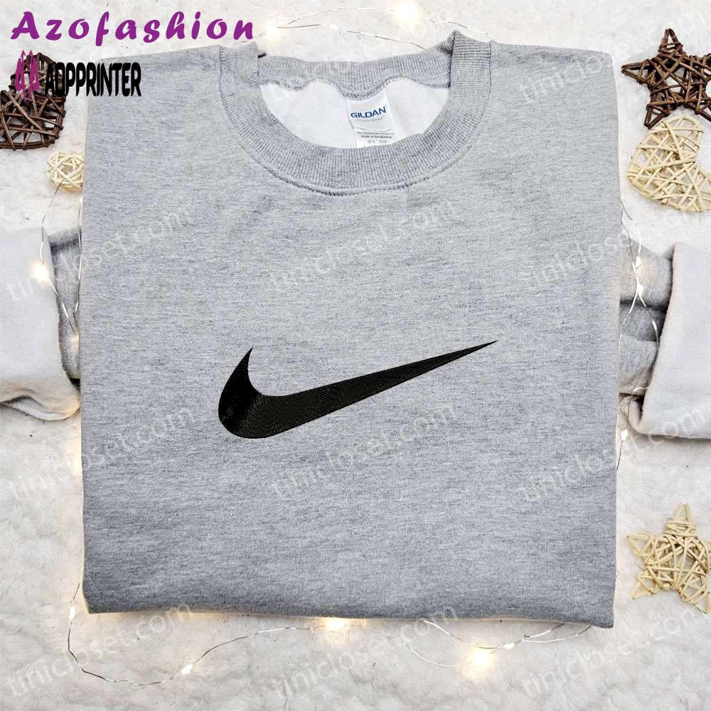 Vintage custom swoosh nike embroidered hoodie & shirt: best birthday gift ideas Embroidered Shirt