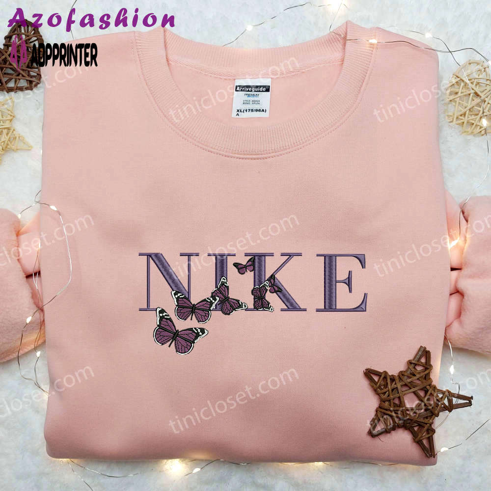 Violet butterfly x nike embroidered shirt – stylish and inspired nike shirt Embroidered Shirt