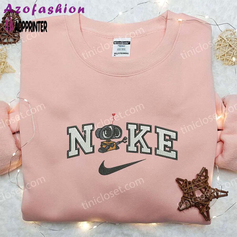 Wall-e x nike embroidered hoodie & disney shirt: unique nike-inspired designs for fans! Embroidered Shirt