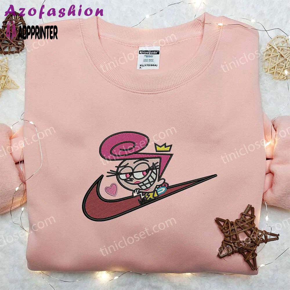 Wanda fairywinkle x nike swoosh hoodie: fairly oddparents embroidered shirt nike inspired Embroidered Shirt
