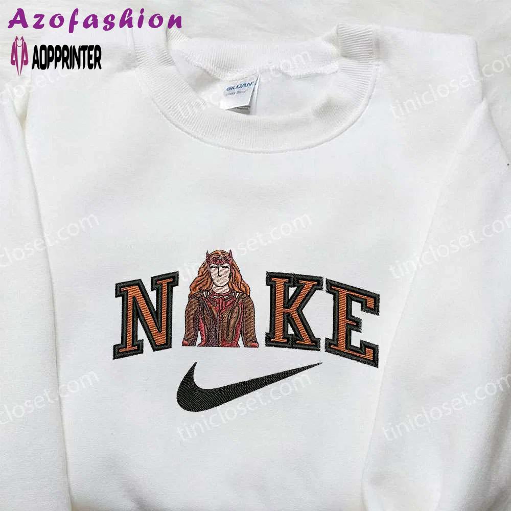 Wanda maximoff x nike embroidered sweatshirt: marvel characters & inspired shirt Embroidered Shirt