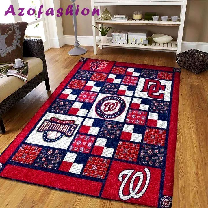 Washington nationals area rug living room rug mlb team logo rug v4246 Rectangle Rug