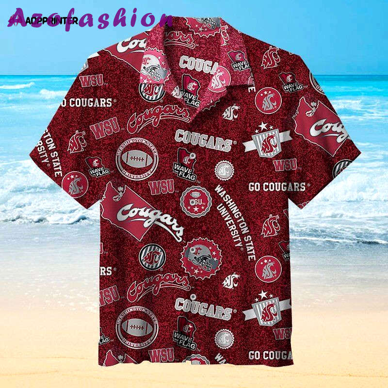 Washington state cougars red go cougars limited hawaiian shirt Hawaii Shirt