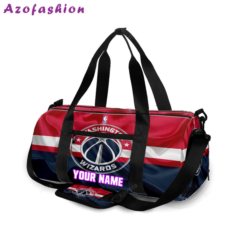 Washington wizards blue red silk personalized name travel bag gym bag 2441 Travel Bag