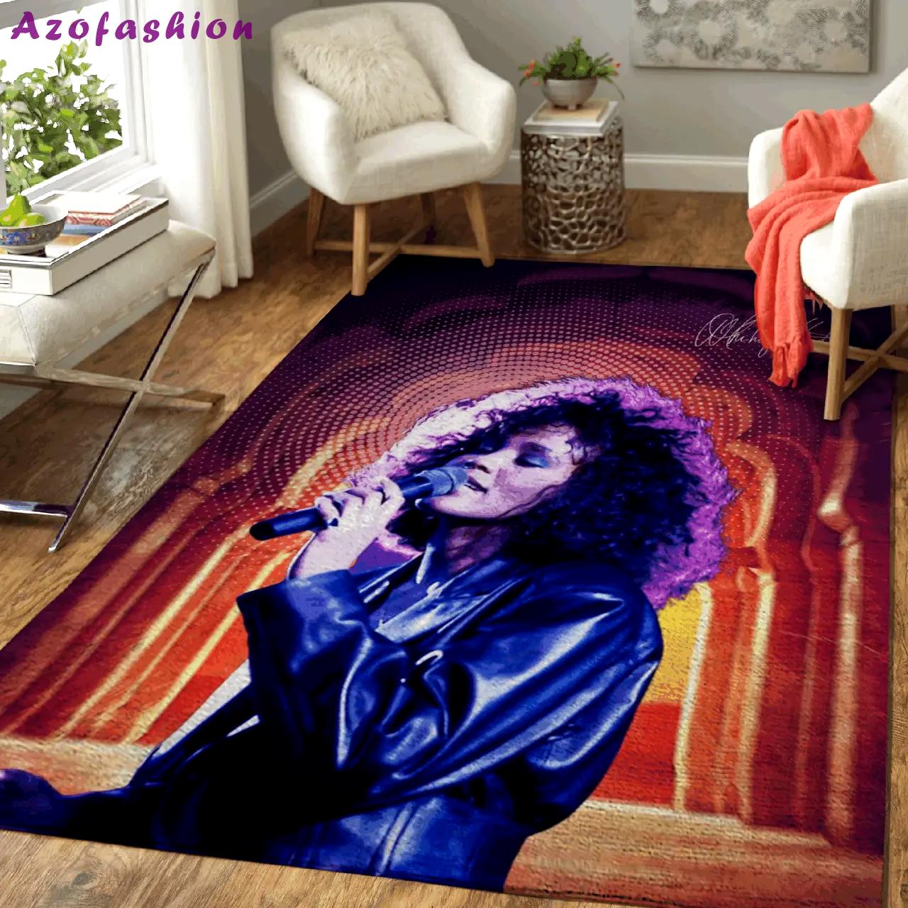 Whitney houston music art for fans area rug area rug living room carpet rug regtangle carpet floor decor home decor Rectangle Rug