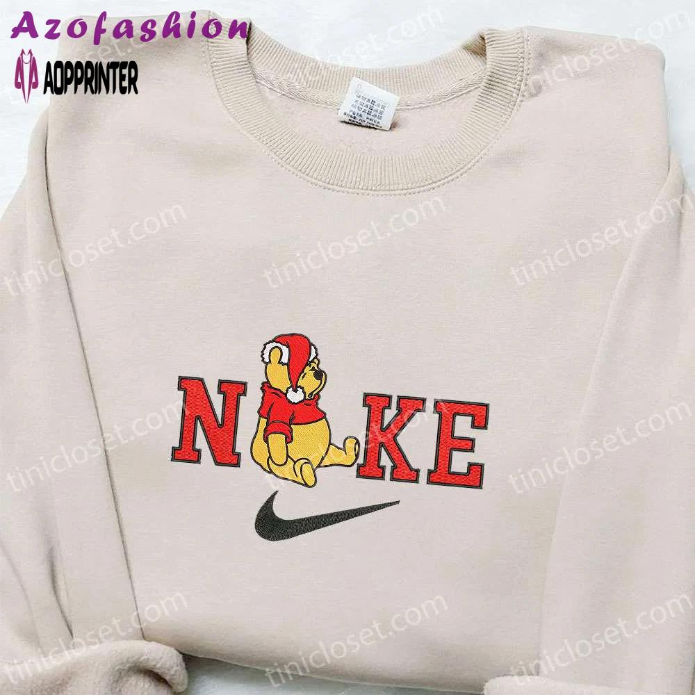 Winnie pooh asleep x nike christmas embroidered sweatshirt: cartoon shirt best gift idea Embroidered Shirt