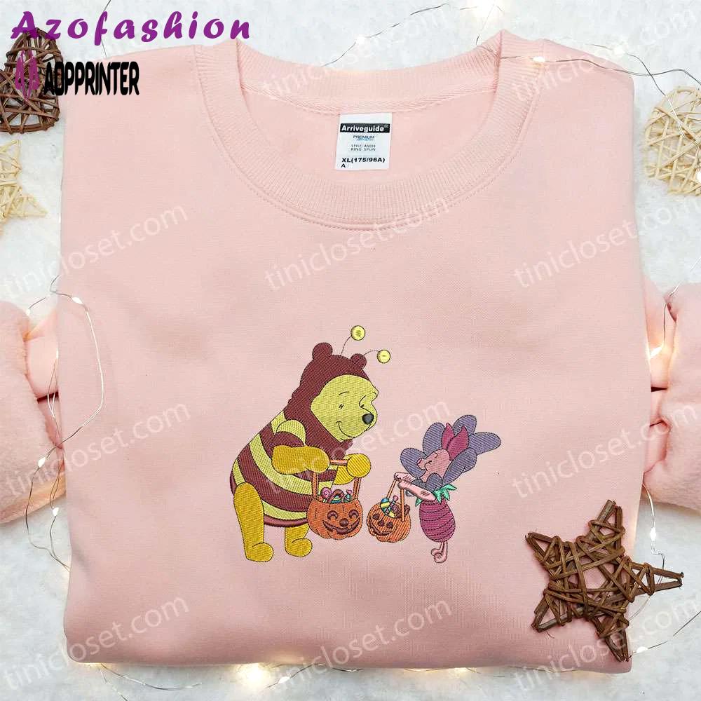 Winnie the pooh & piglet halloween sweatshirt: disney embroidered hoodie best gift ideas Embroidered Shirt