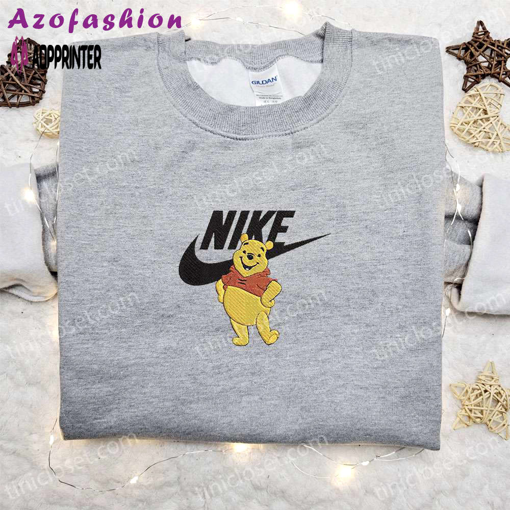 Winnie the pooh x nike cartoon embroidered sweatshirt: disney characters shirt perfect family gift Embroidered Shirt