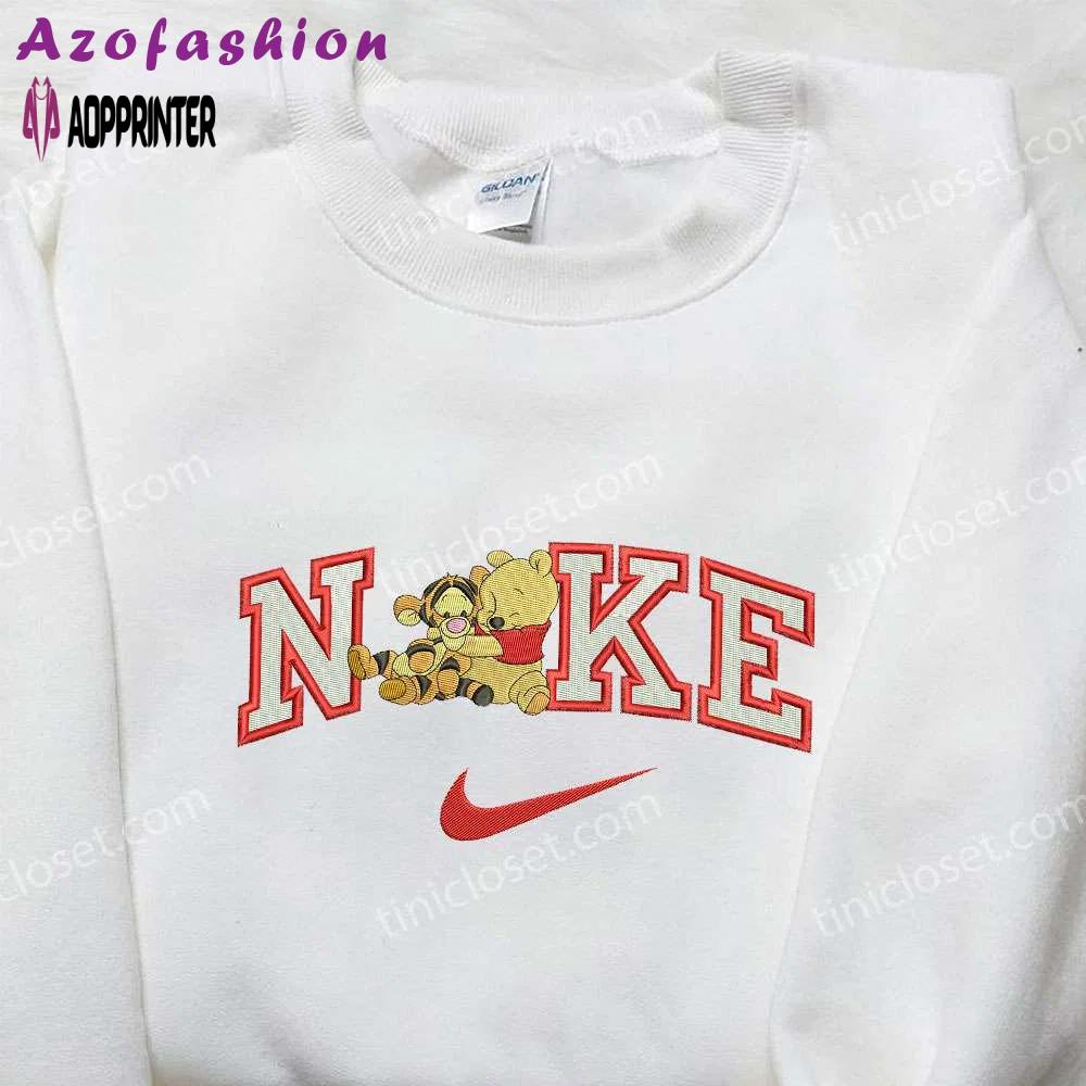 Winnie the pooh x nike embroidered sweatshirt: disney-inspired and nike-branded perfect for fashion enthusiasts! Embroidered Shirt