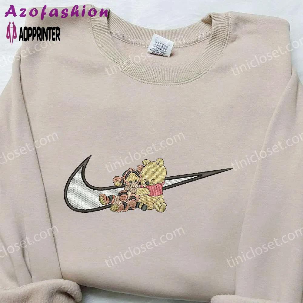 Winnie the pooh x nike swoosh embroidered sweatshirts: cute & comfy disney-inspired nike inspired shirts Embroidered Shirt