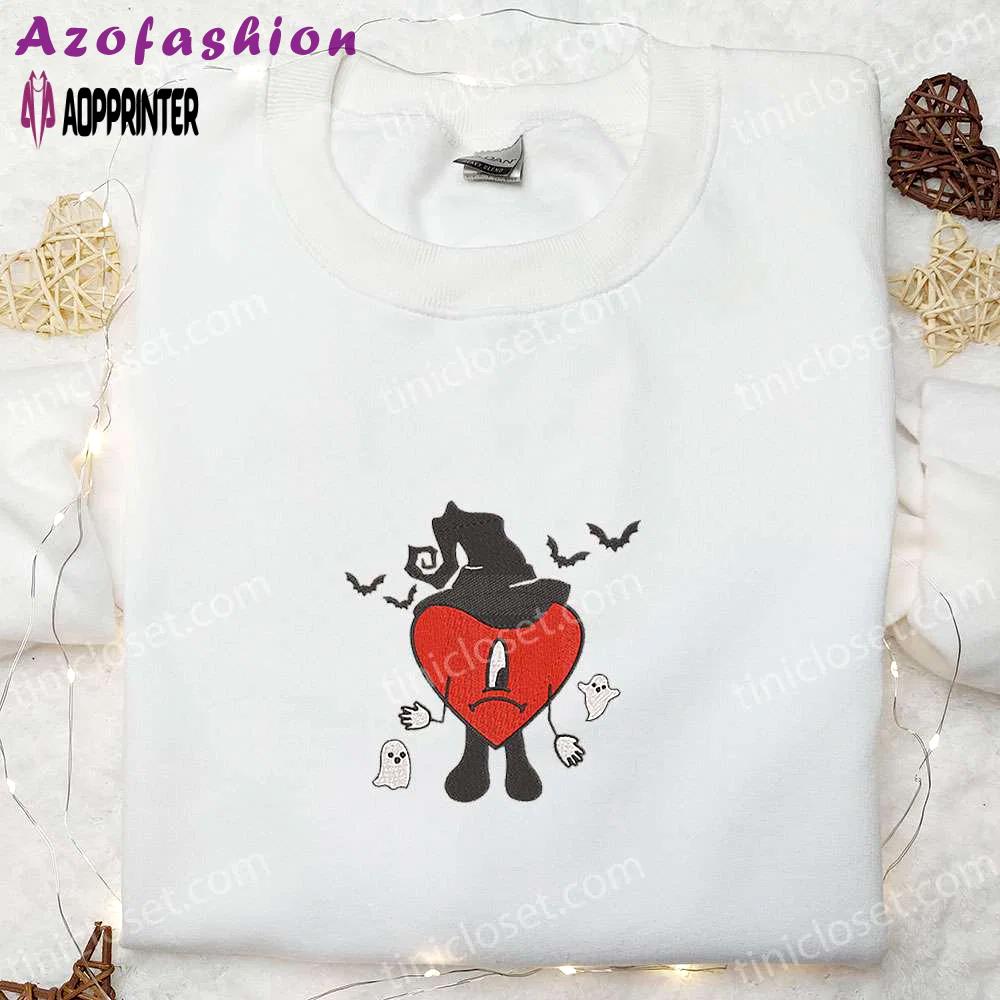 Witch bad bunny embroidered sweatshirt: halloween hoodie perfect family gifts Embroidered Shirt