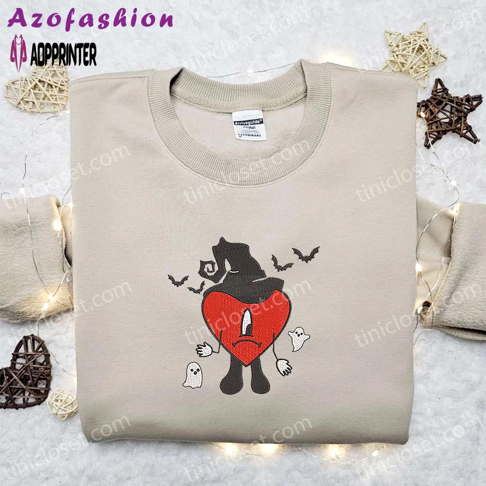 Witch bad bunny embroidered sweatshirt – spooky halloween hoodie perfect family gifts Embroidered Shirt