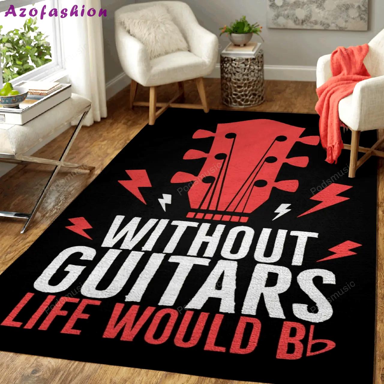 Without music life be flat inspirational art for fans area rug living room carpet rug regtangle carpet floor decor home decor Rectangle Rug