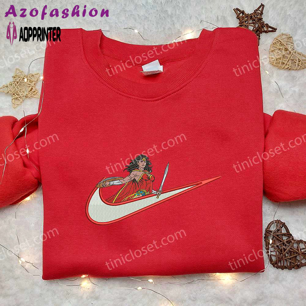 Wonder woman x nike anime hoodie & shirts: embroidered swoosh & inspired designs Embroidered Shirt