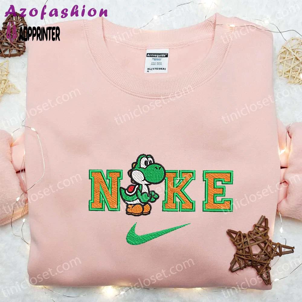 Yoshi x nike cartoon shirt super mario hoodie custom embroidered t-shirt – exclusive nintendo collection Embroidered Shirt