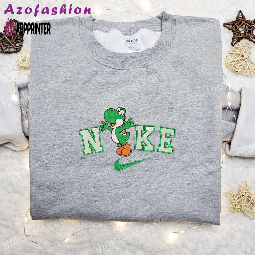 Yoshi x nike embroidered sweatshirt & super mario shirt: best family gift ideas Embroidered Shirt