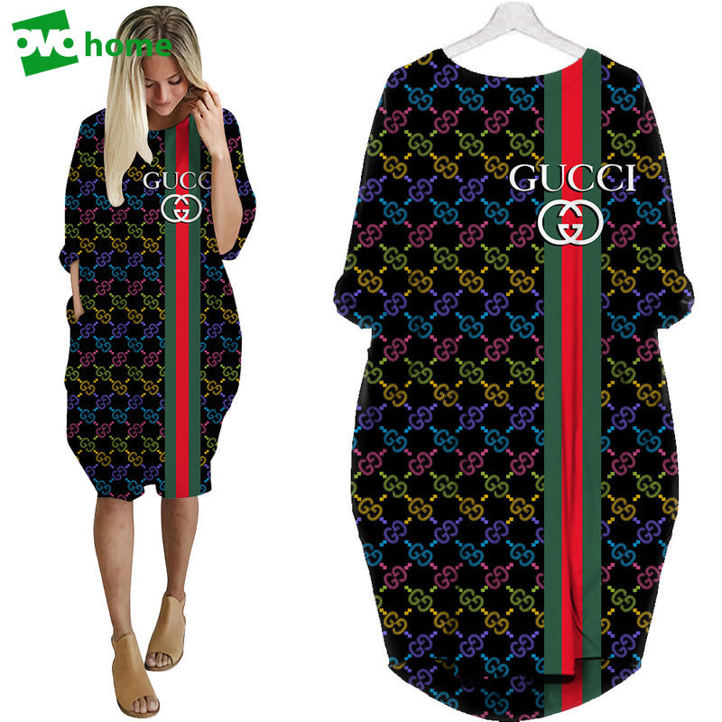 Gucci multicolor batwing pocket dress luxury brand clothing clothes outfit for women ht Batwing Pocket Dress