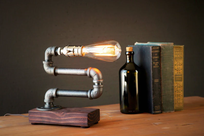 Table lamp-desk lamp-edison steampunk lamp-rustic home decor-gift for men-farmhouse decor-home decor-desk accessories-industrial lighting 3