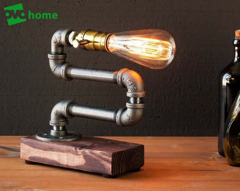 Table lamp-desk lamp-edison steampunk lamp-rustic home decor-gift for men-farmhouse decor-home decor-desk accessories-industrial lighting 5