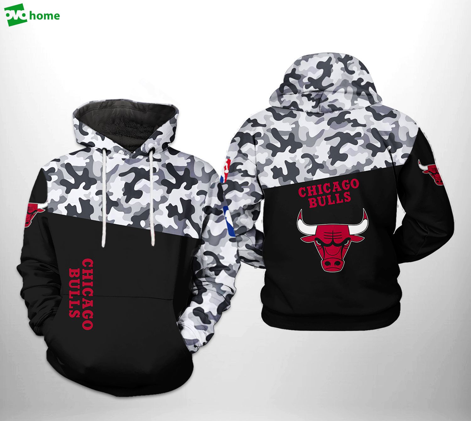 Chicago bulls nba camo veteran team 3d printed hoodie/zipper hoodie Zipper Hoodie 3D