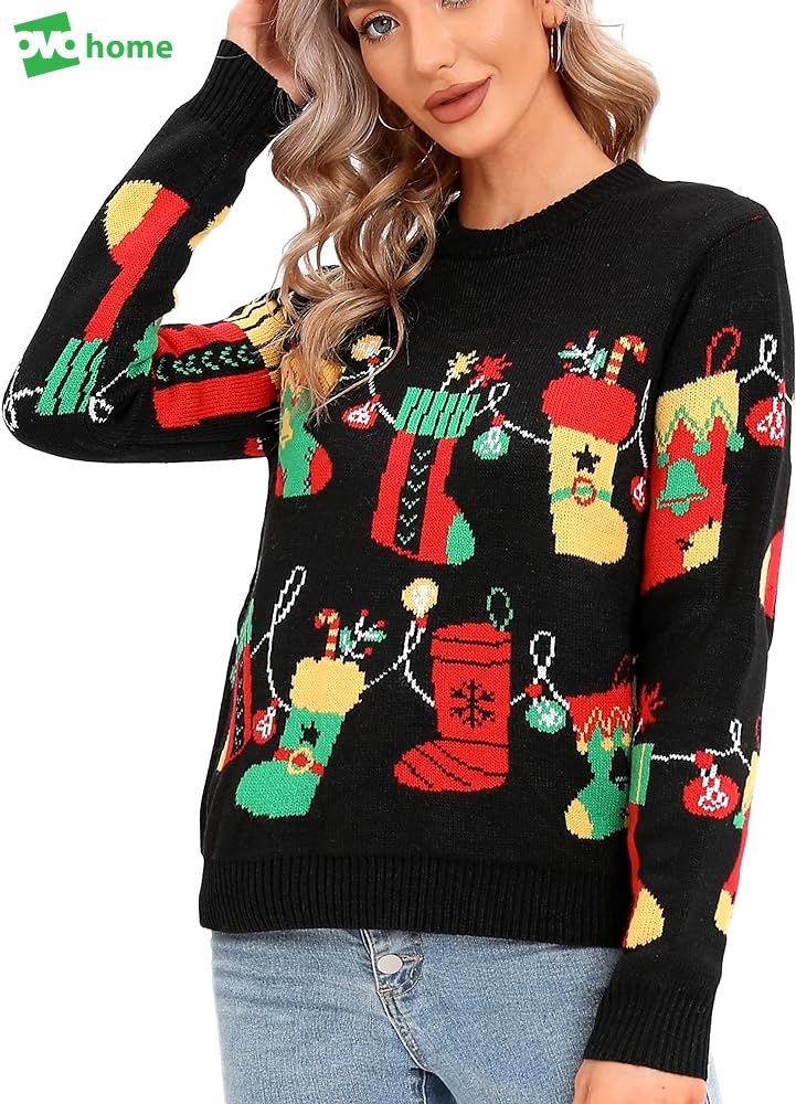 2023 ugly christmas sweaters for women cute fuzzy funny tacky holiday parties knitted pullover sweater