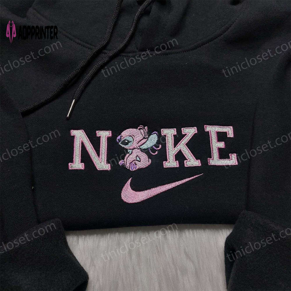 Angel stitch x nike embroidered sweatshirt & lilo and stitch disney shirt – custom nike embroidery Embroidered Shirt