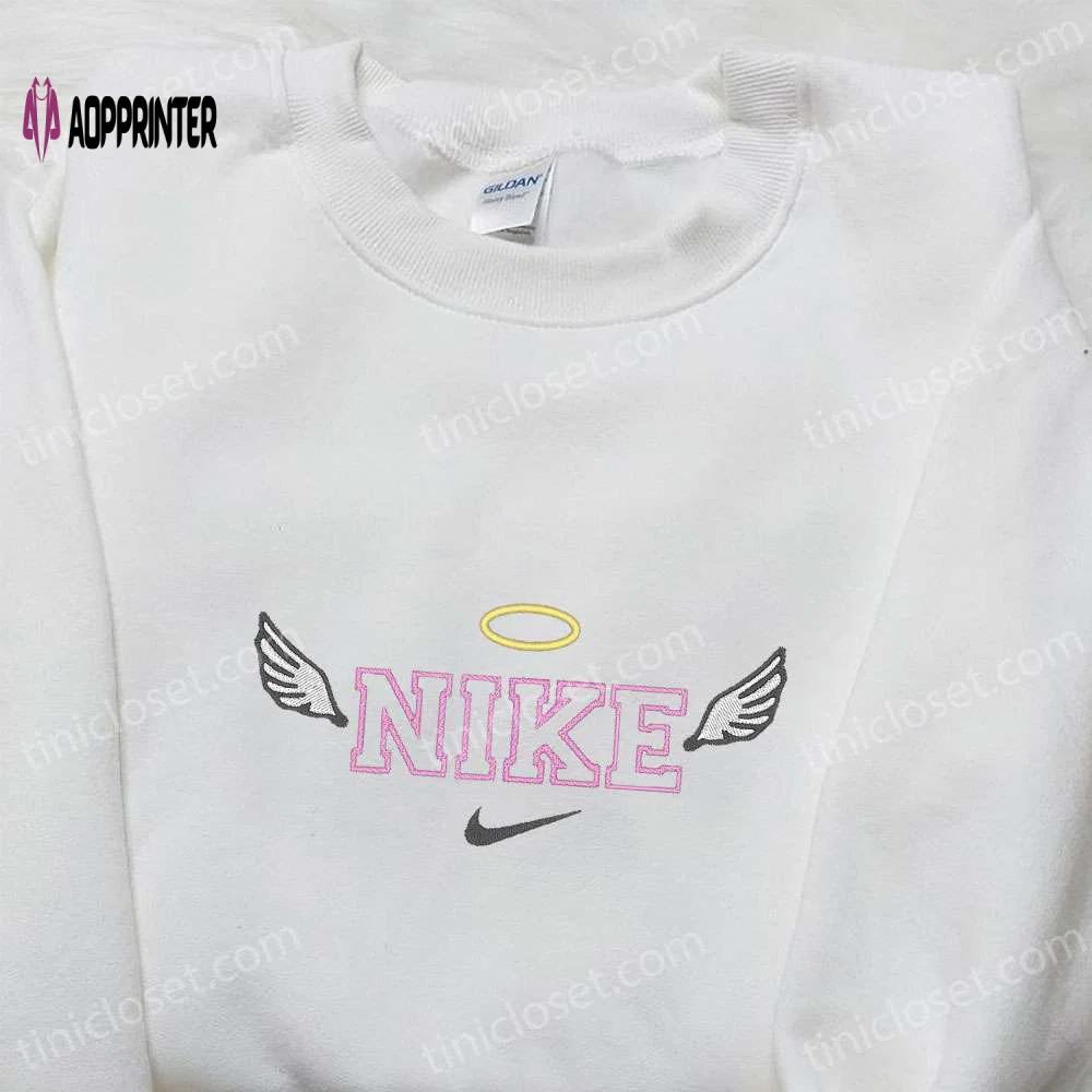 Angel x nike embroidered shirt: best nike inspired birthday gift for family Embroidered Shirt