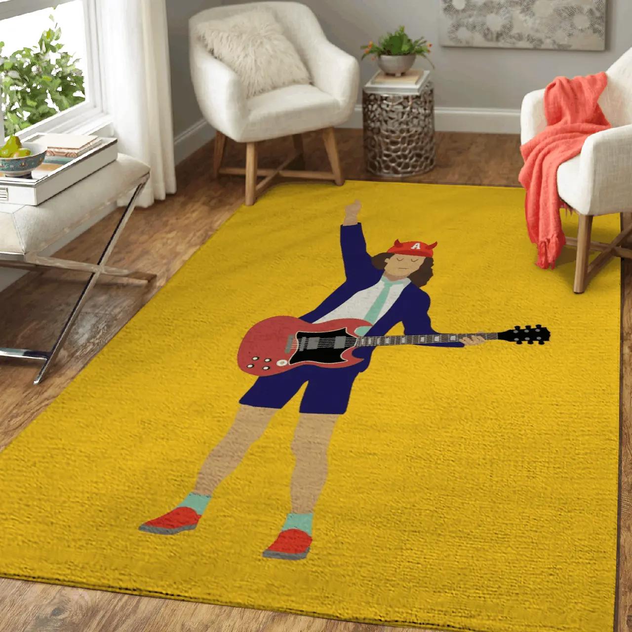 Angus young ac dc band for fans area rug area rug living room carpet rug regtangle carpet floor decor home decor Rectangle Rug