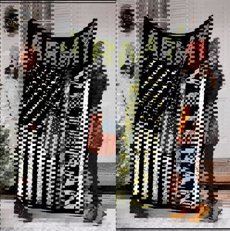 Army veteran fleece blanket, mink sherpa blanket, army veteran gift, veteran quilt, gift for army veteran Quilt Blanket