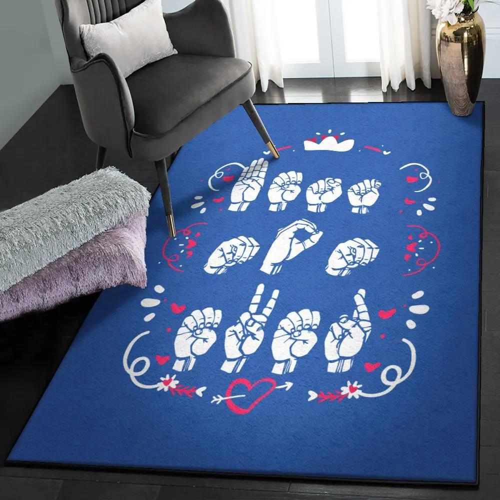 Art deco rug, blue best mom ever asl gs cl rug Rectangle Rug