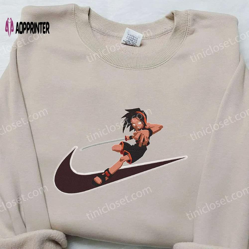 Asakura yoh x nike anime embroidered hoodie & shaman king shirt nike inspired embroidery Embroidered Shirt