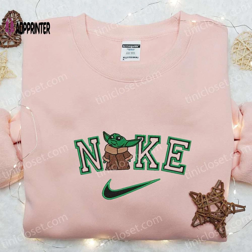 Baby yoda x nike star wars movie embroidered shirt – unique nike inspired design Embroidered Shirt