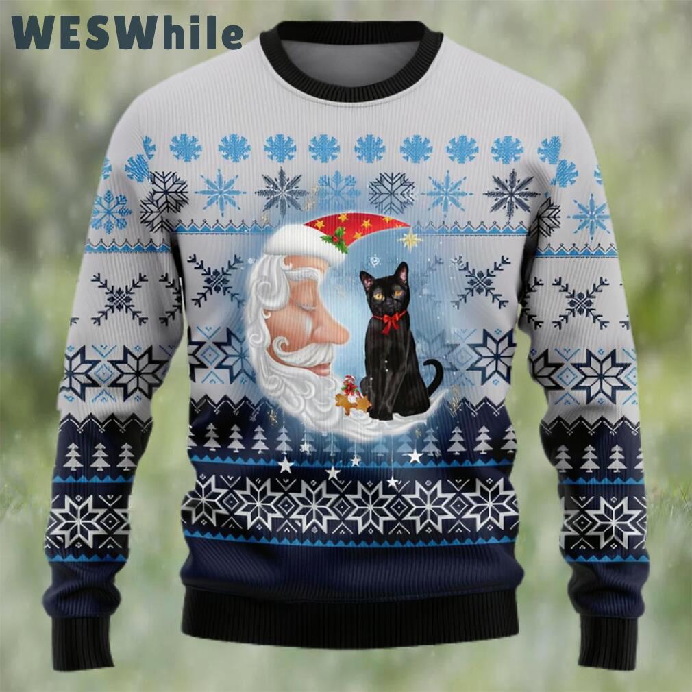 Back cat love santa moon ugly christmas sweater Christmas Ugly Sweater