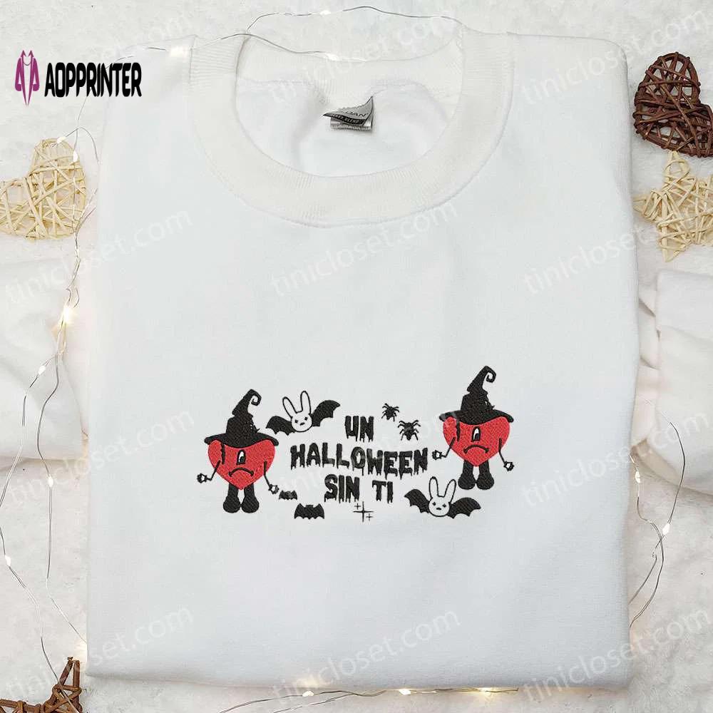 Bad bunny un halloween sin ti embroidered shirt & hoodie: best family gifts for cool halloween Embroidered Shirt
