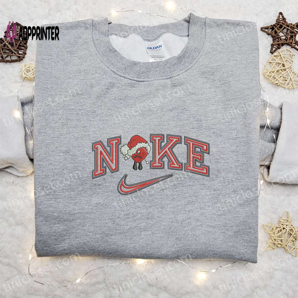 Bad bunny xmas x nike christmas embroidered shirt – best nike inspired gift ideas Embroidered Shirt