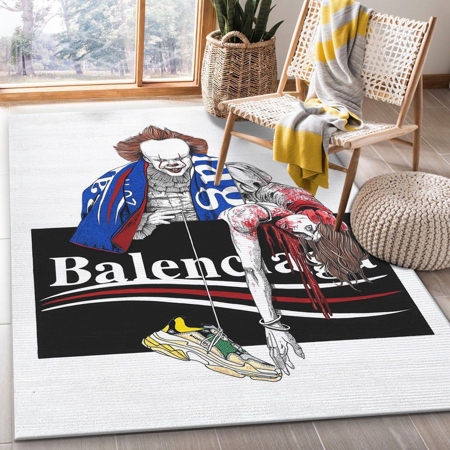 Balenciaga it logo type 589. Upgrade Your Living Room with Luxury Home Decor: Area Carpets, Floor Decor, Door Mats, and Hot Gift Items with style a High-End Fashion Brand Rectangle Rug