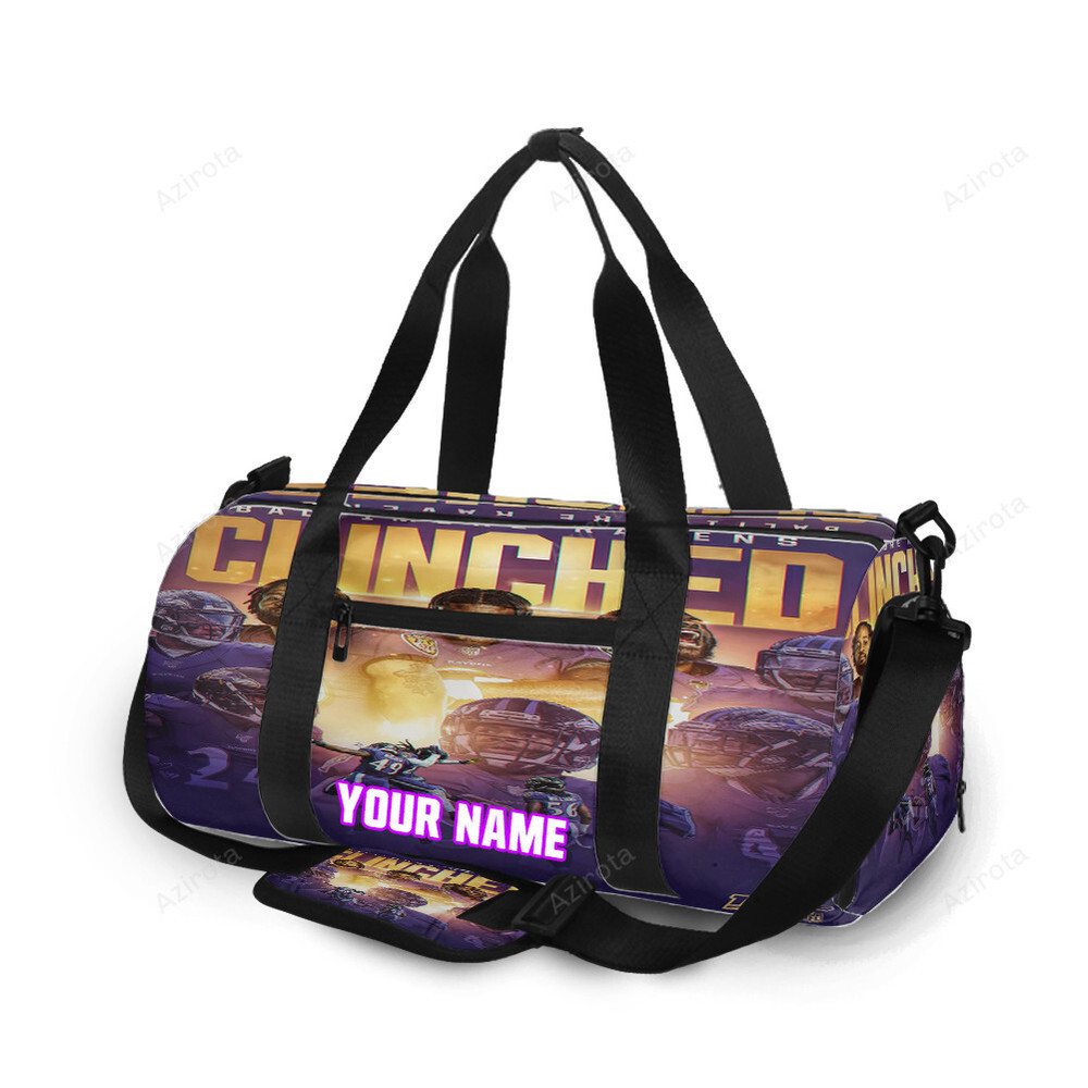 Baltimore ravens clinched team personalized name travel bag gym bag 282 Travel Bag