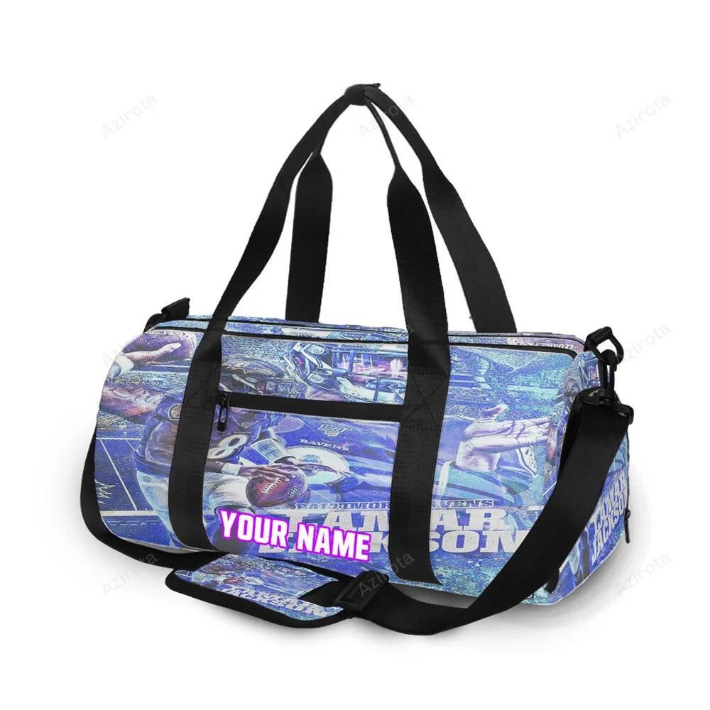 Baltimore ravens lamar jackson 8 v13 personalized name travel bag gym bag 944 Travel Bag